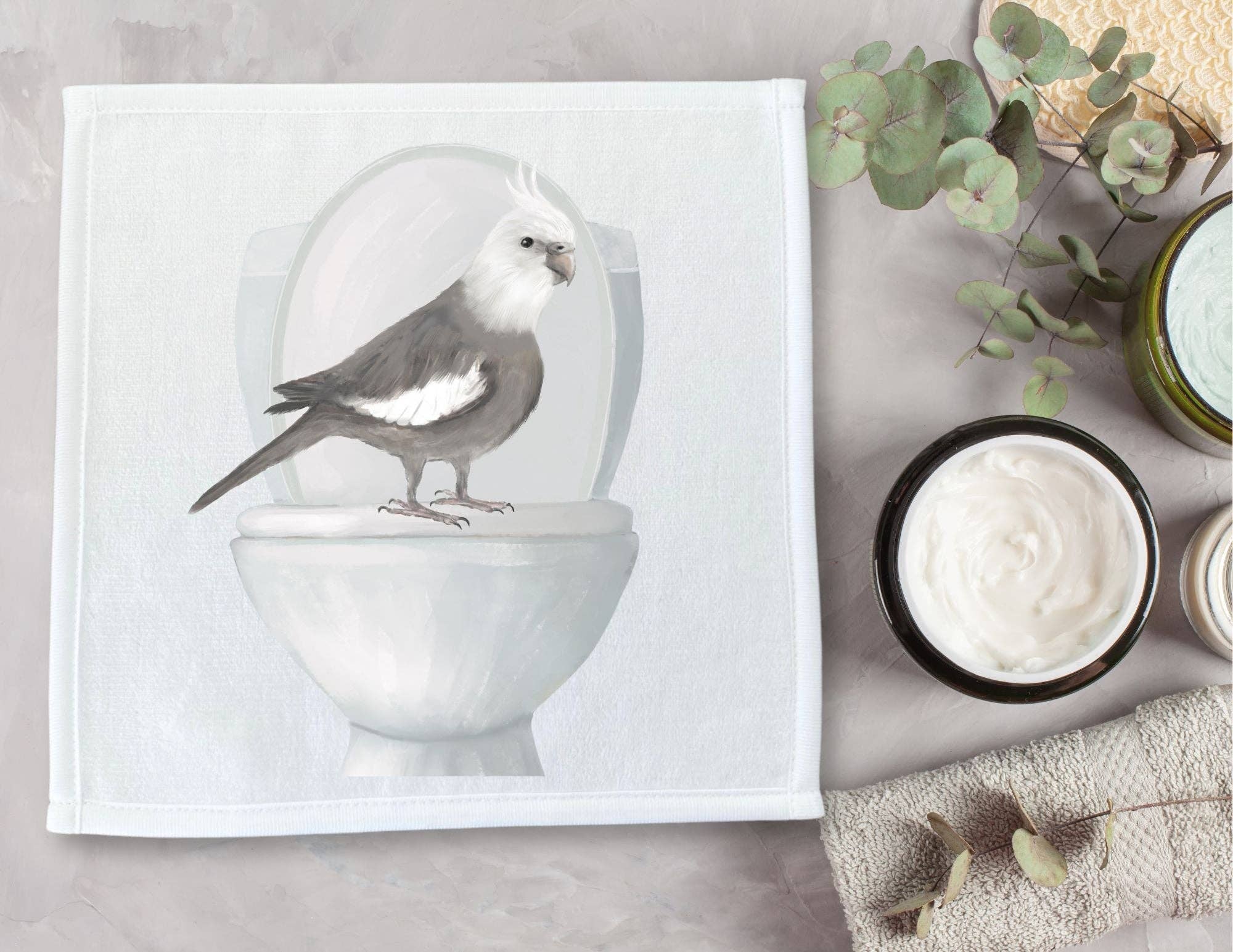 MerikaArt - Wholesale Wash Cloth - Cockatiel on Toilet Washcloth2