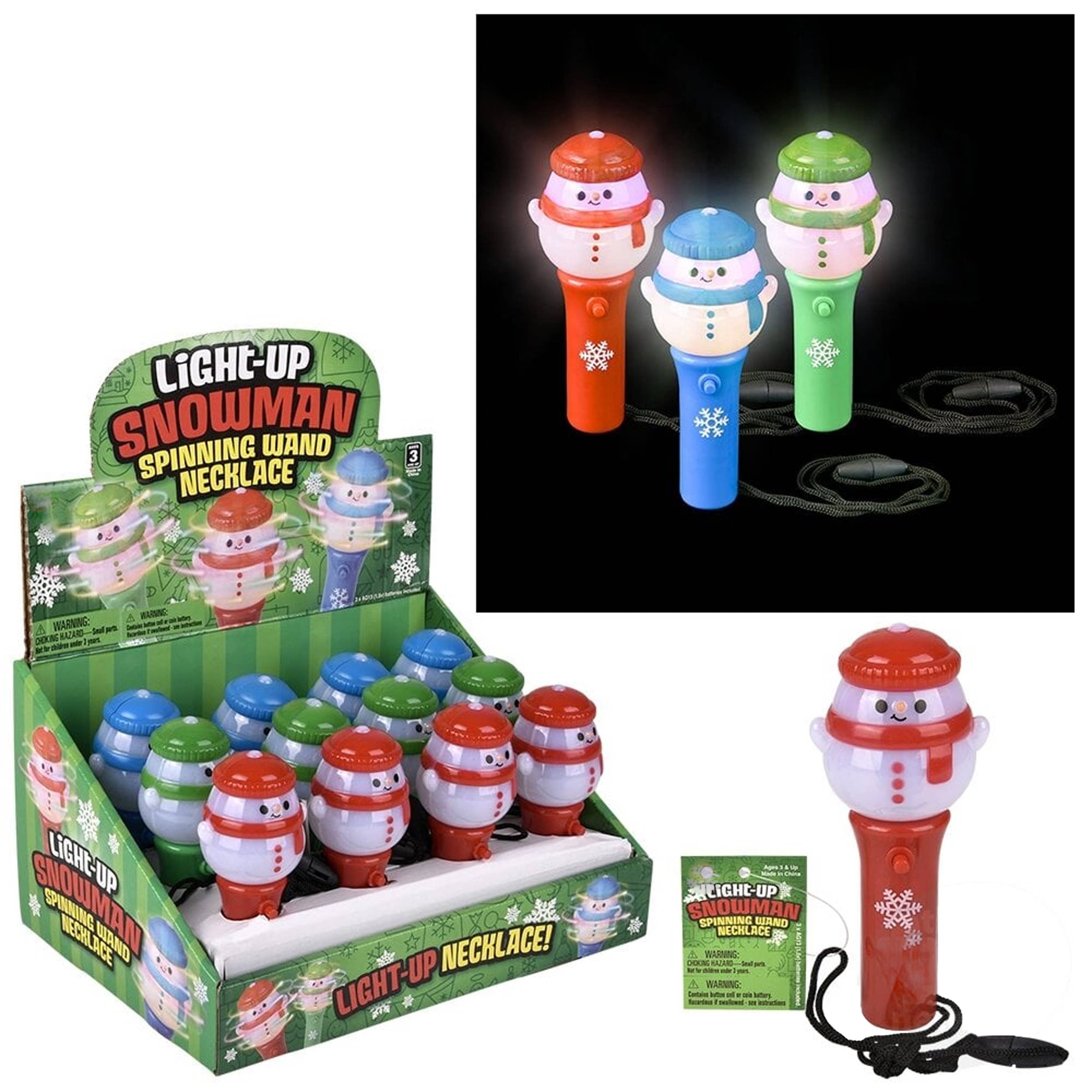 JSBlueRidge Toys – wholesale Light-up toy – Kids & baby – Light Up Snowman Spinning Wand Kids Necklace - Assorted0