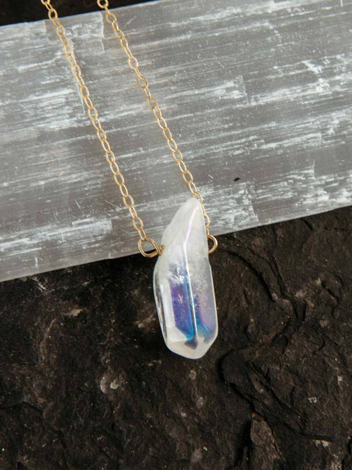 The Spirit Angel Aura Quartz Necklace for wholesale by Fierce Forward Jewelry