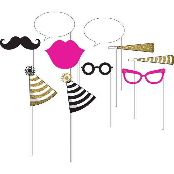 Zwart-gouden rekwisieten voor fotohokjes voor wholesale door Party Expo, LLC