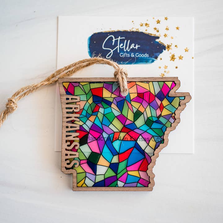Stellar Gifts & Goods Wholesale - Wholesale Ornament - Stained Glass State Holiday Ornaments - Local Christmas
