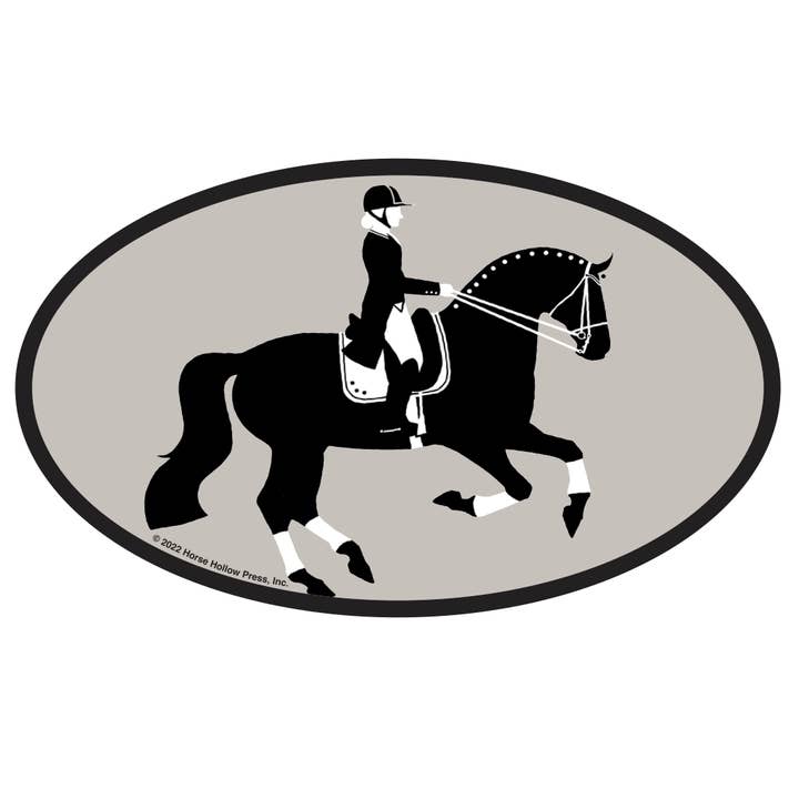 Horse Hollow Press - Wholesale Sticker - Oval Equestrian Horse Sticker / Piaffe Dressage / WATERPROOF