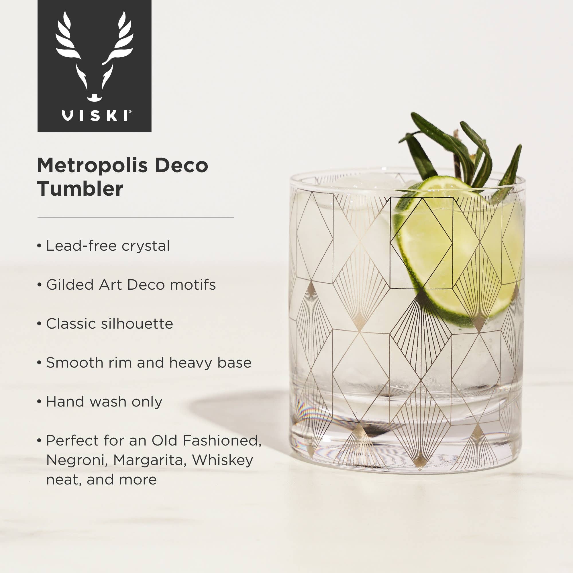 Viski - Wholesale Cocktail/Liquor Glass - Metropolis Deco Crystal Tumbler4