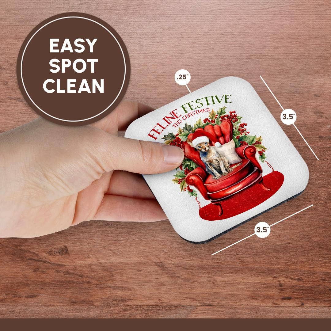 3dRose – Engroshandel Kaffekrus – 3dRose, Søde Devon Rex Kitty til kattemødres julefejring, Bordskåner13