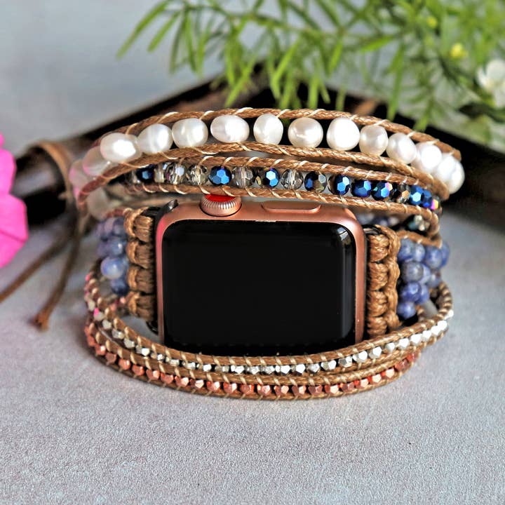 Bracelet Apple Watch en perles de culture pour la vente par IST Jewelry