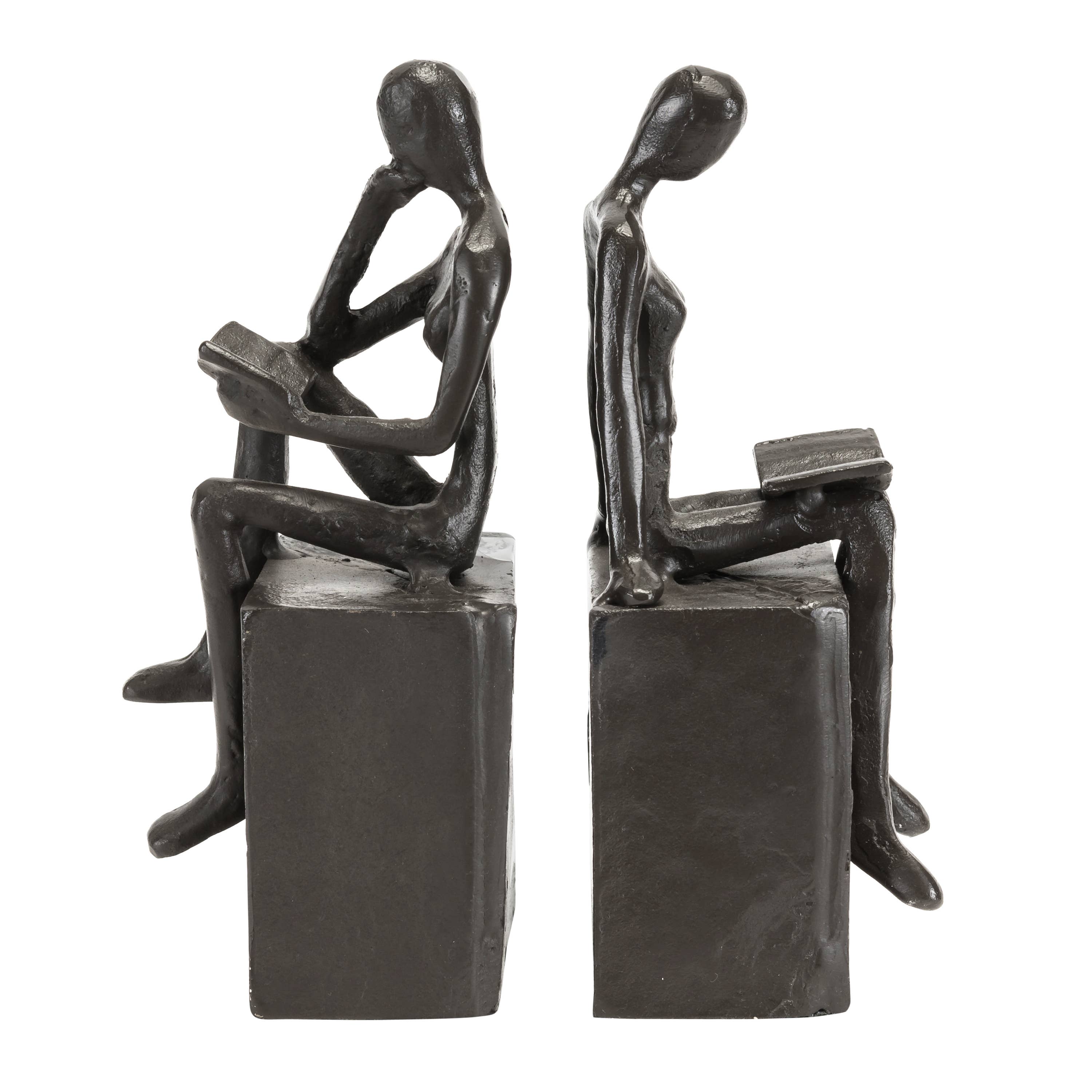 Danya B - Wholesale Bookend - Man and Woman Reading on a Block Cast Iron Bookend Set2