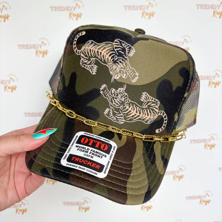 TrendyKeys - Wholesale Trucker hat – Women’s - Twin Tiger Camo Trucker Hat