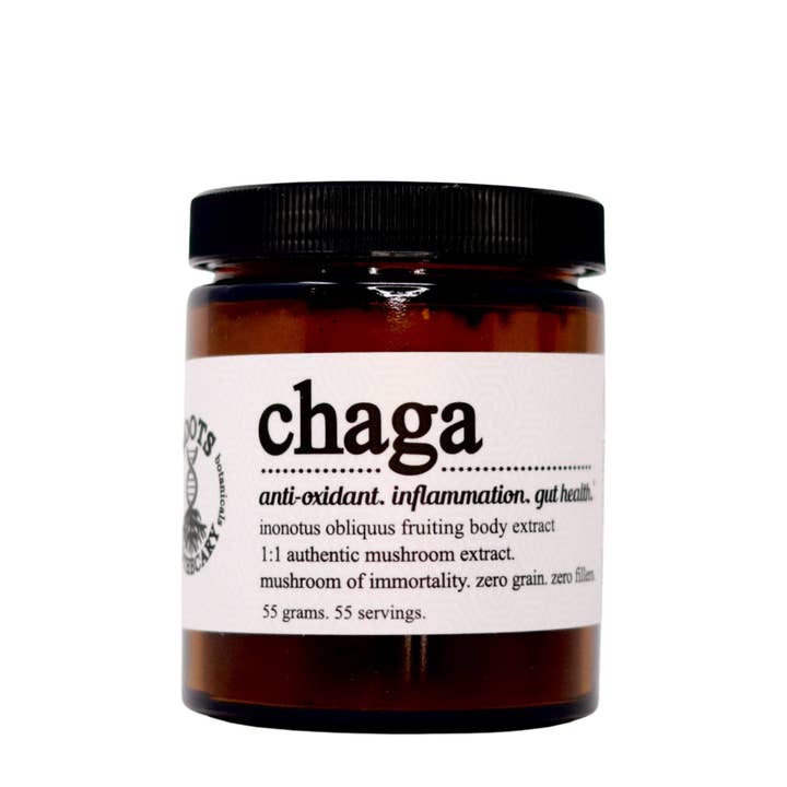 chaga mushroom extract. organic for wholesale by Roots Apothecary