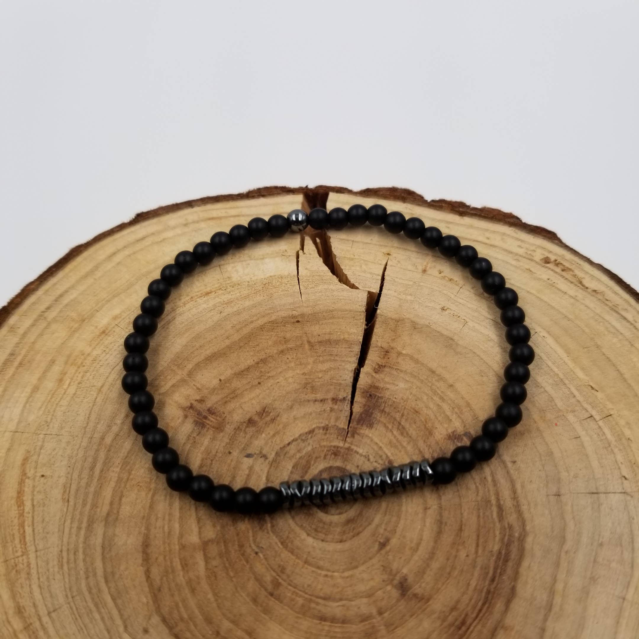 CHAKRA JEWELRY – wholesale Beaded bracelet – 4MM Natural Stone Black Gallstone Stacked Bracelet1