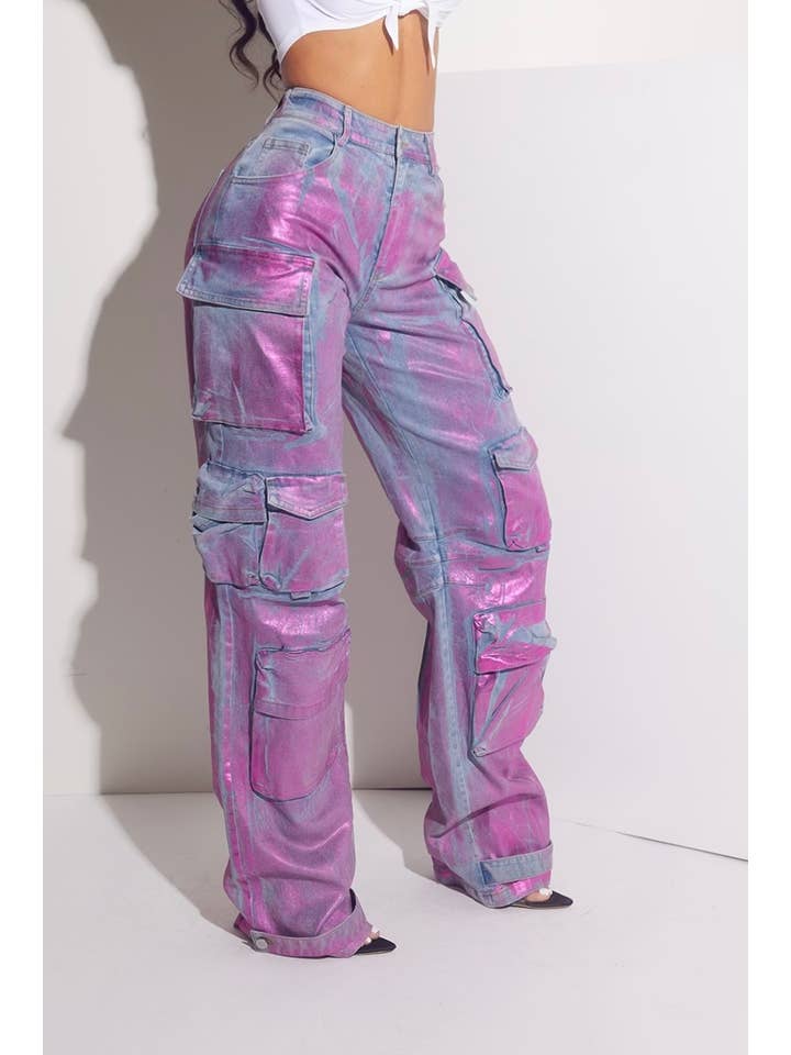 WFFS - Wholesale Jeans - Women's - Metallic Chic Cargo Pants