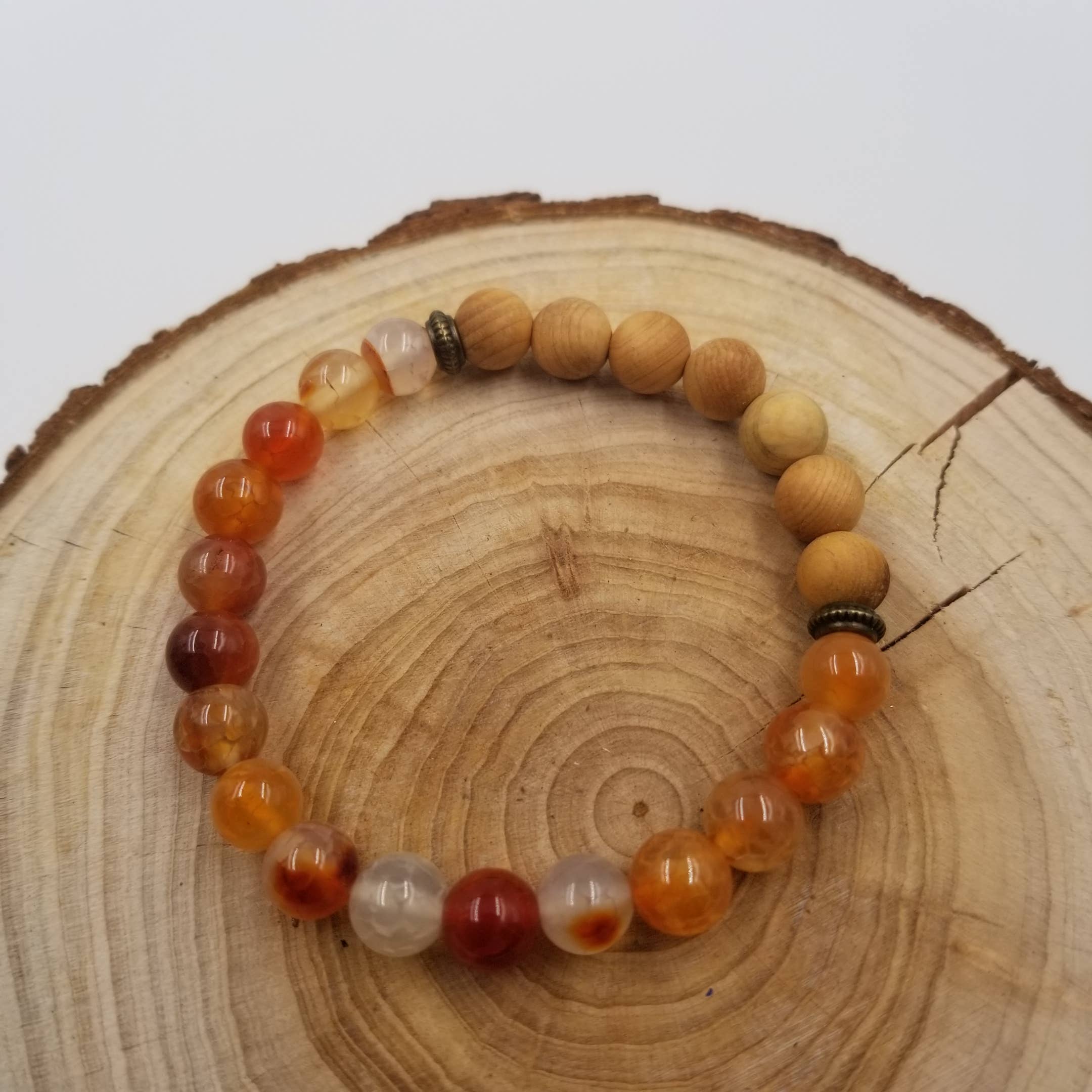 CHAKRA JEWELRY - Wholesale Beaded Bracelet - Amazonite Stone And Wooden Beads Mala Bracelet - 8mm1