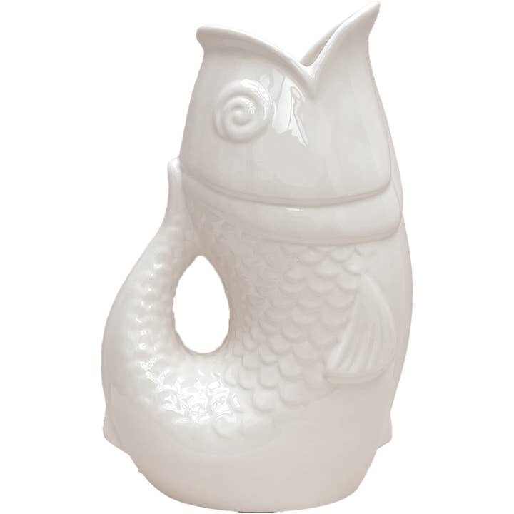XXL white fish vase L16.5 W26 H39.5 cm for wholesale by Opjet Paris