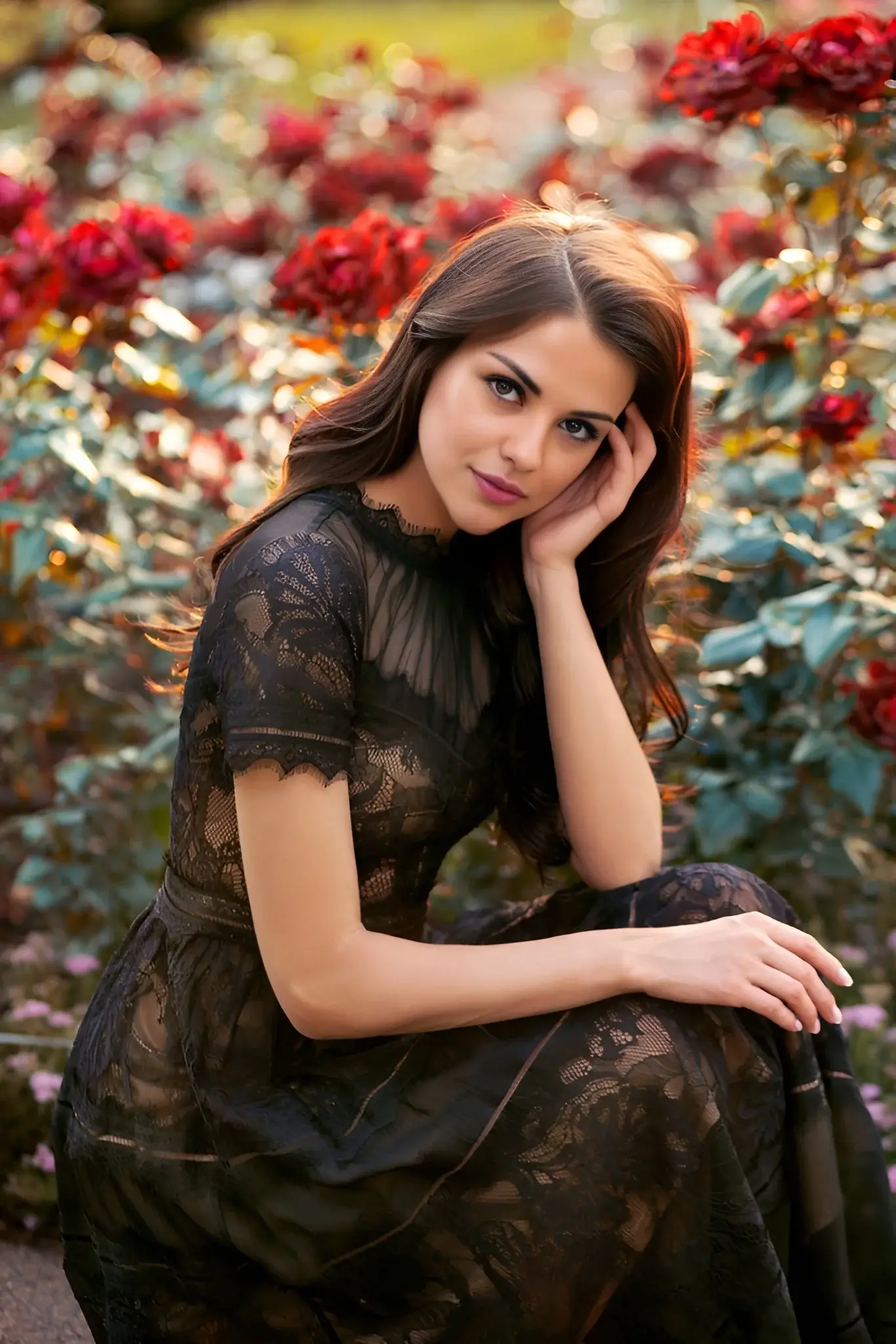 Kos Couture - Vendita all'ingrosso Vestito - Donna - Vestito da cocktail midi nero in pizzo con maniche corte3