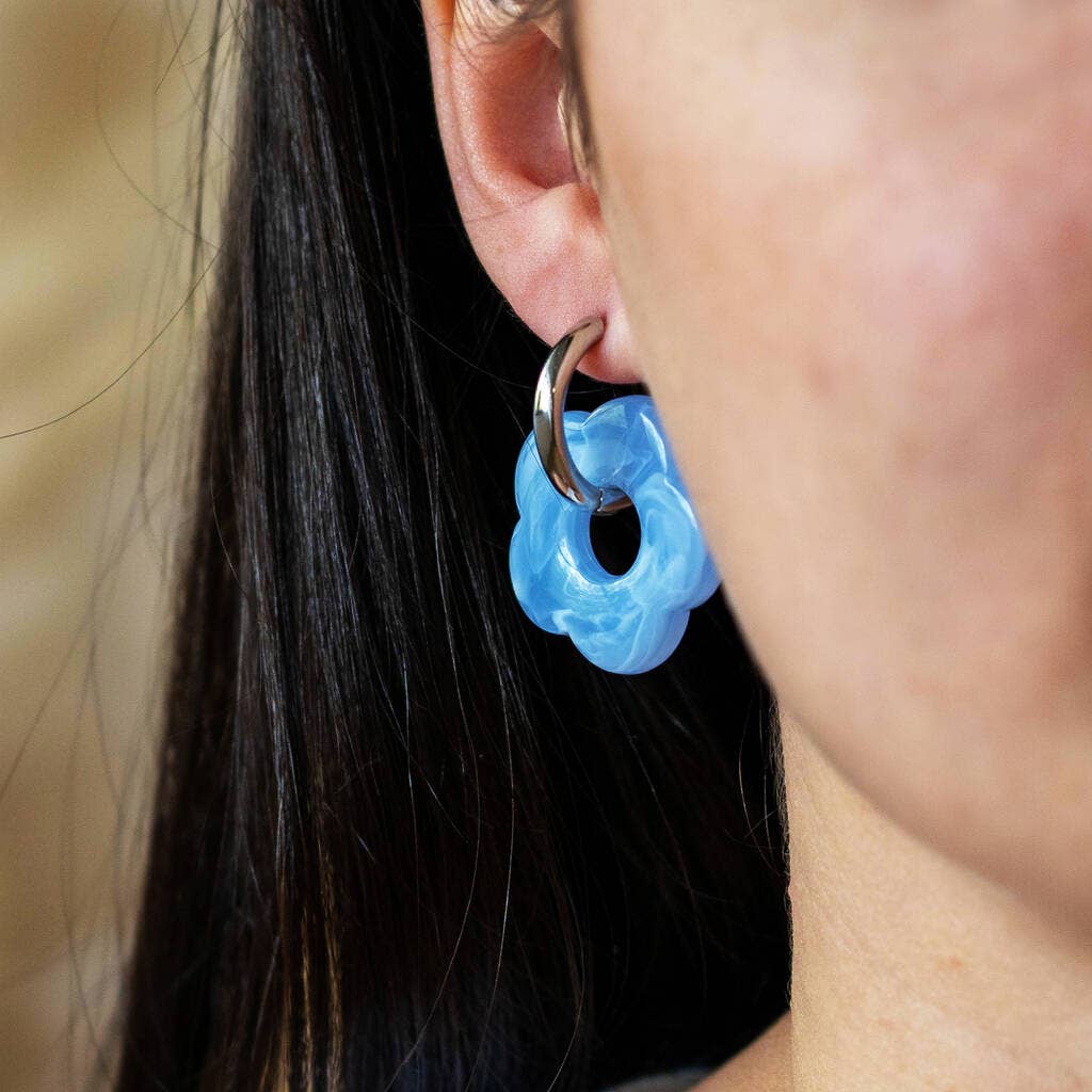 Lucent Studios Ltd - Wholesale Huggie Earrings - Resin Flower Huggie Hoop Earrings2