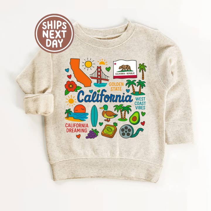 Sweatshirt enfant Californie – Icônes du Golden State pour la vente par EnjoyMyDesign