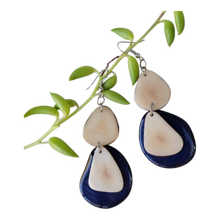 Organic jewelry by Allie - Wholesale Dangle Earrings - Tagua nut petals and slices dangle colorful earrings2
