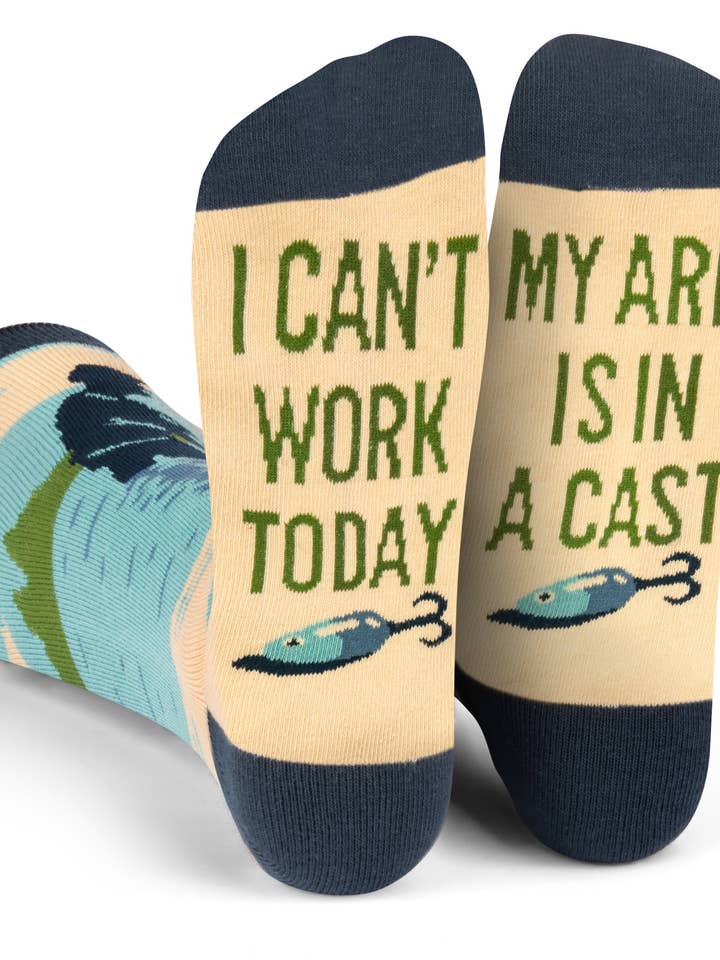 I Can't Work Today, My Arm Is In A Cast Fishing Socks for wholesale by Lavley