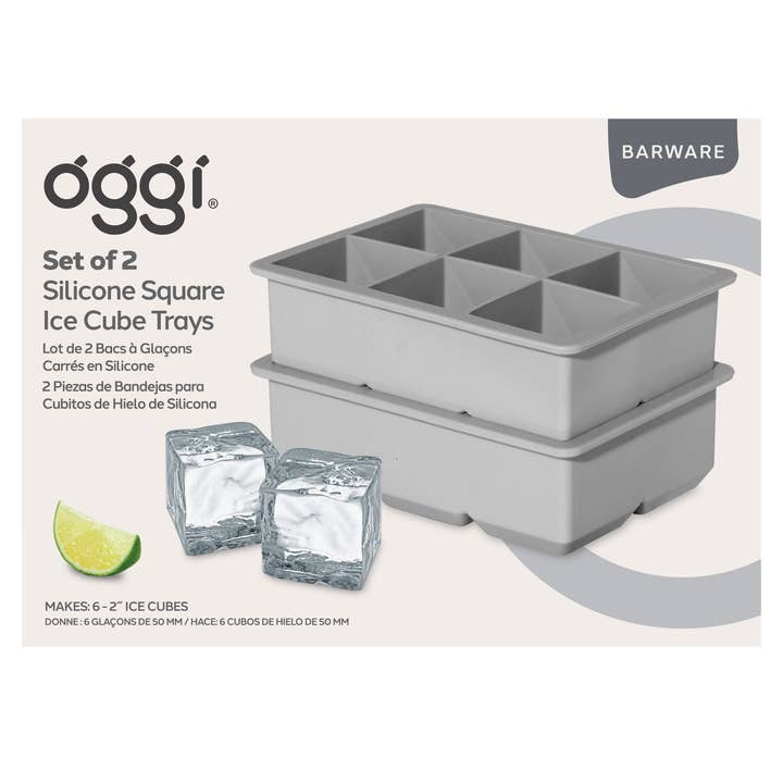 Oggi - Vendita all'ingrosso Vassoi/stampi per ghiaccio - Vaschette per Ghiaccio - Set di 2 Grandi Cubi Quadrati da 6 - Grigio7