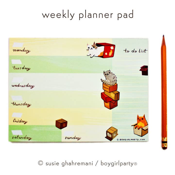 Boygirlparty - Vente Agendas - Cat Weekly Planner Notebloc-notes — non daté — Cadeaux durables3