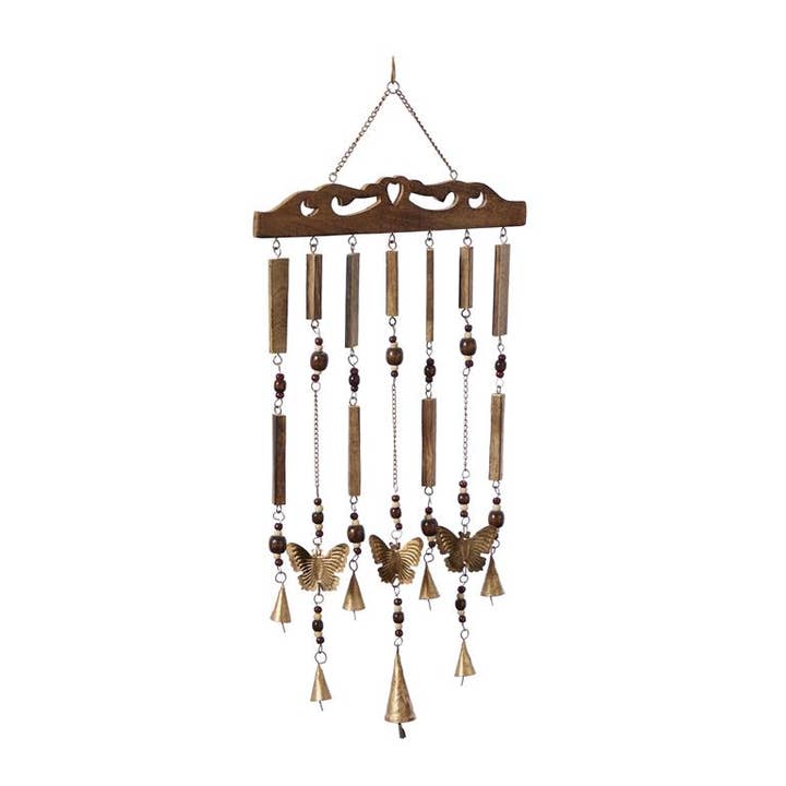 Butterfly Mango Wood Wind Chime - 25.75" for wholesale by Will's Company