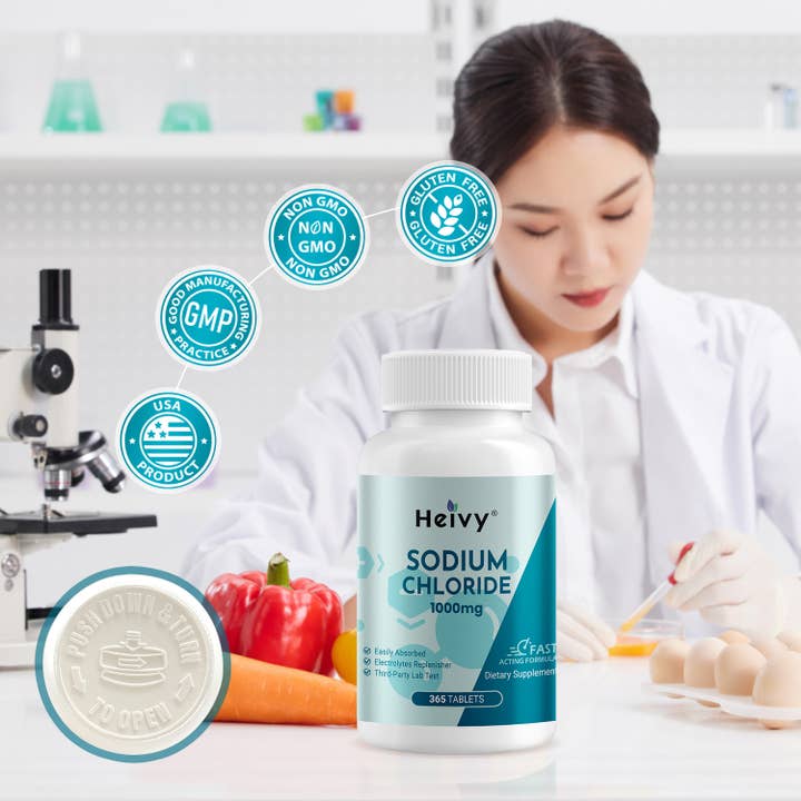 Heivy - Vendita all'ingrosso Vitamine/integratori orali - Heivy Cloruro di Sodio 1000 MG - Formula a Rapida Azione7