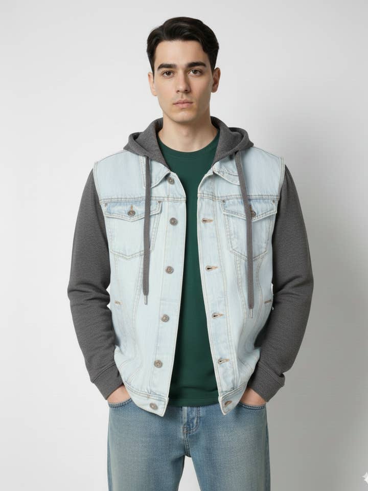 DENIM HOODIE JACKET for wholesale by Hawk's Bay