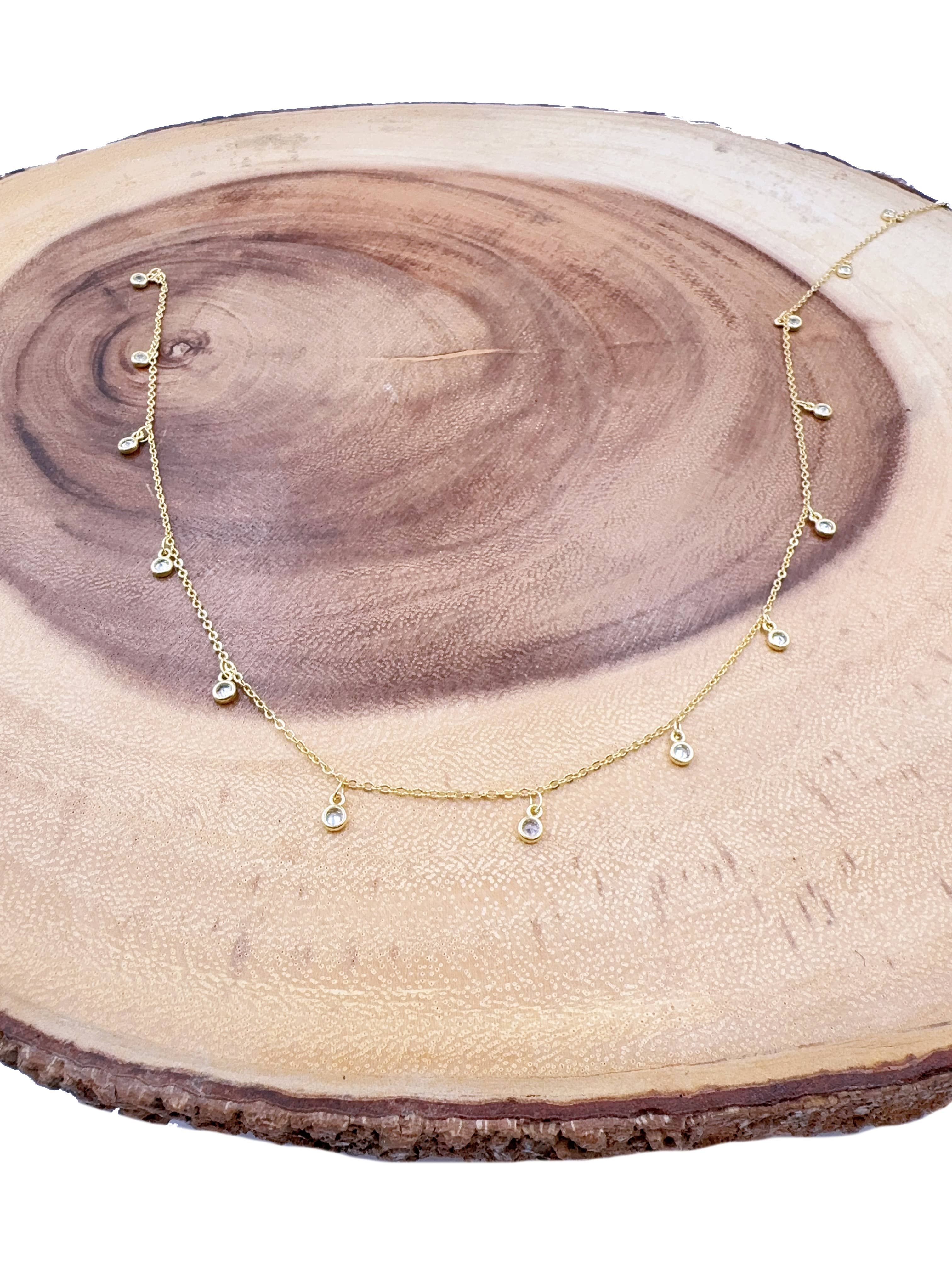 Beads Creation - Wholesale Craft Supplies - Gold Diamond CZ Bezel Necklace Craft Supplies Chain CH3252