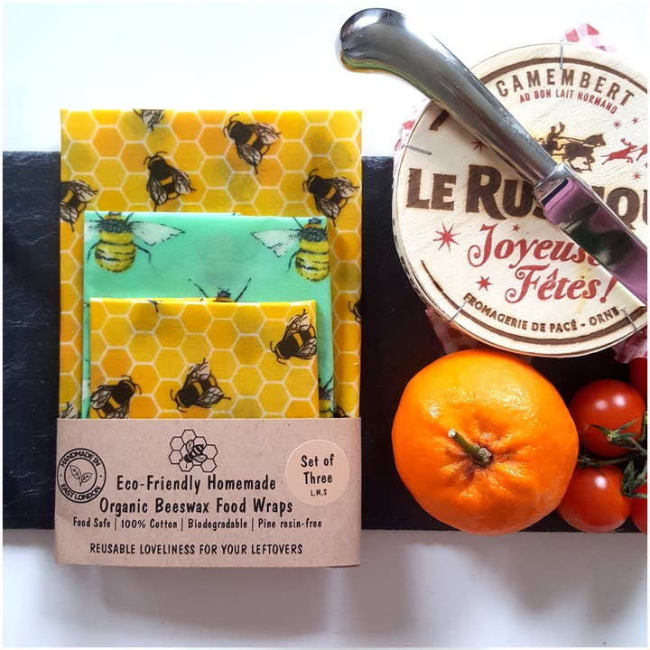 Honey Bee Good - Wholesale Food Storage Wrap/Bag - 3 (L,M,S) HANDMADE Beeswax Wraps | Bee Happy5