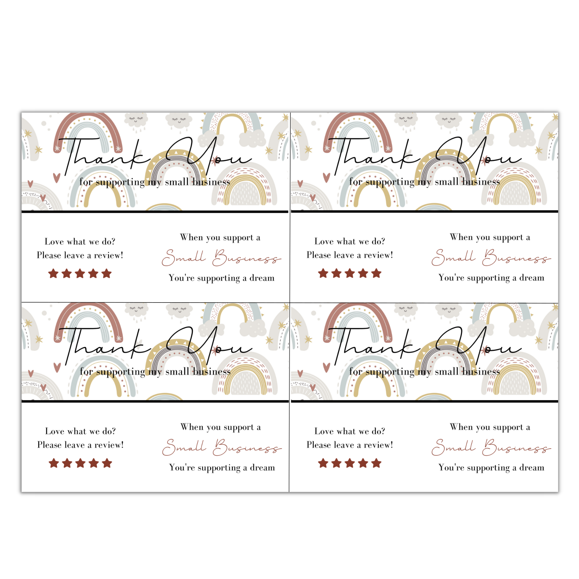 Small Biz Supplies - Wholesale Stationery/Notecard Set - Thank You Card Sheets6