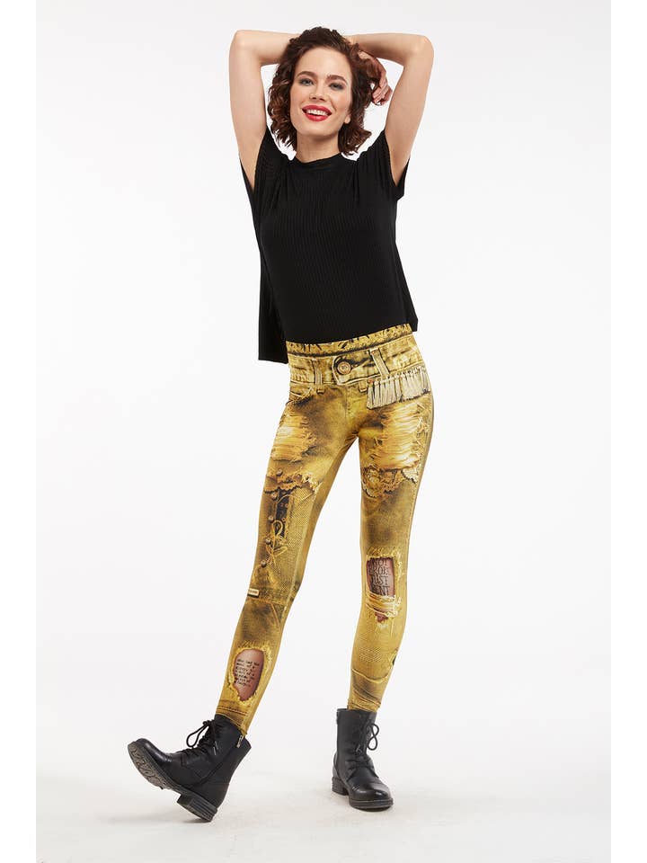 IPNG Design - Vente Legging tendance – femme - Legging à imprimé jean déchiré - Basique10