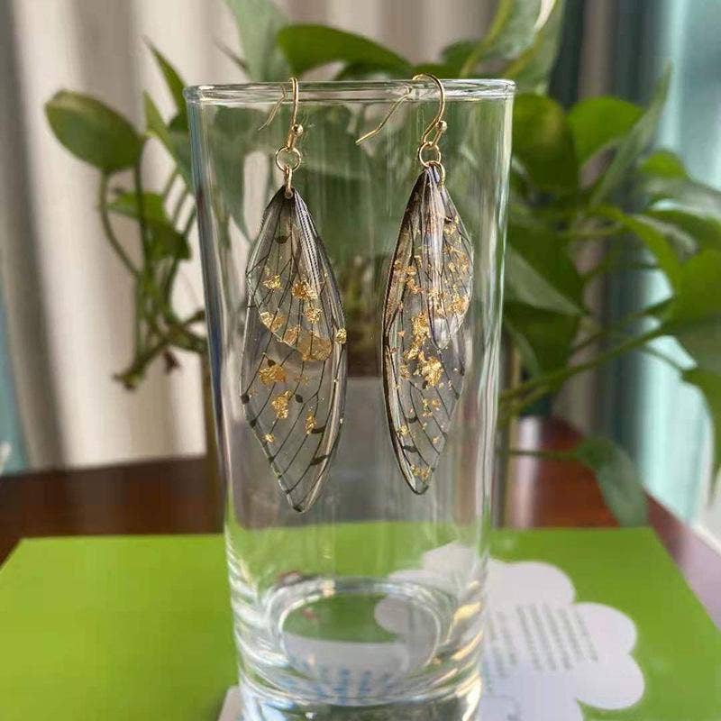 Mio Queena – wholesale Dangle earrings – Gradient Cicada Wings Butterfly Wings Earrings5