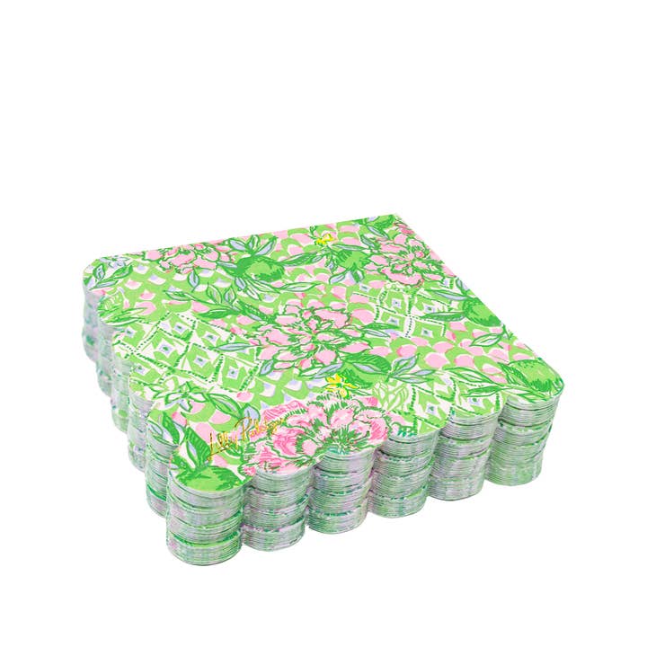 Lilly Pulitzer by Lifeguard Press - Wholesale Disposable Napkin - Scalloped Cocktail Napkins, Lime Feeling Good1