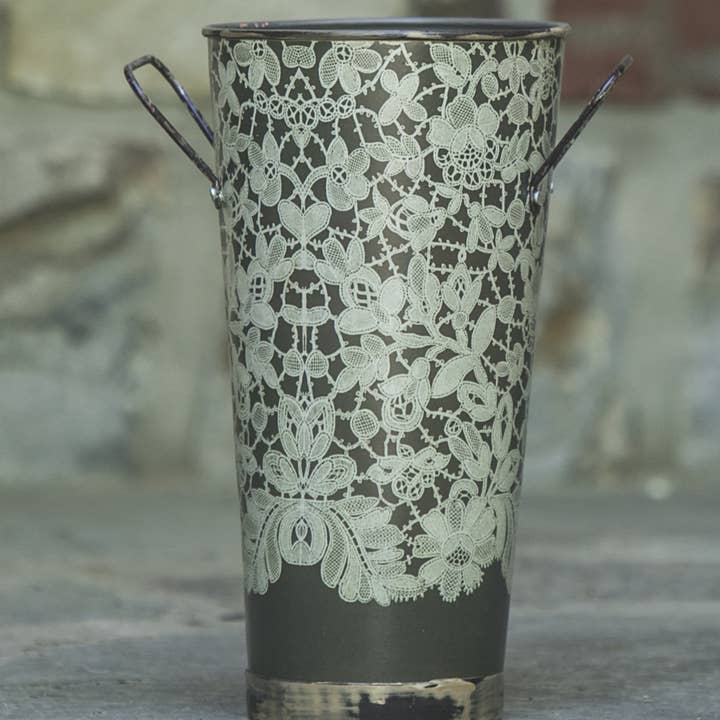 Heritage Lace - Wholesale Bucket/Pail - Vintage Garden 7x12 Medium Galvanized Metal Florist Bucket 2
