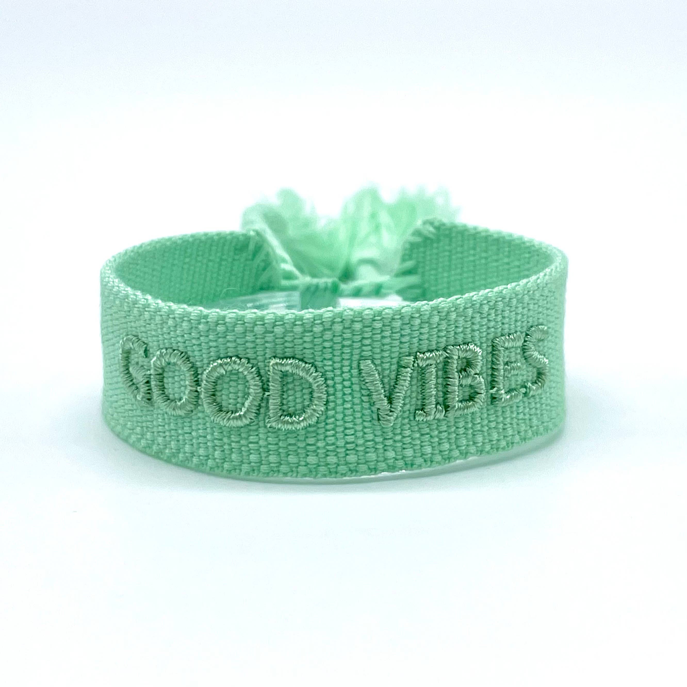 Wholesale GOOD VIBES statement bracelet woven, embroidered for