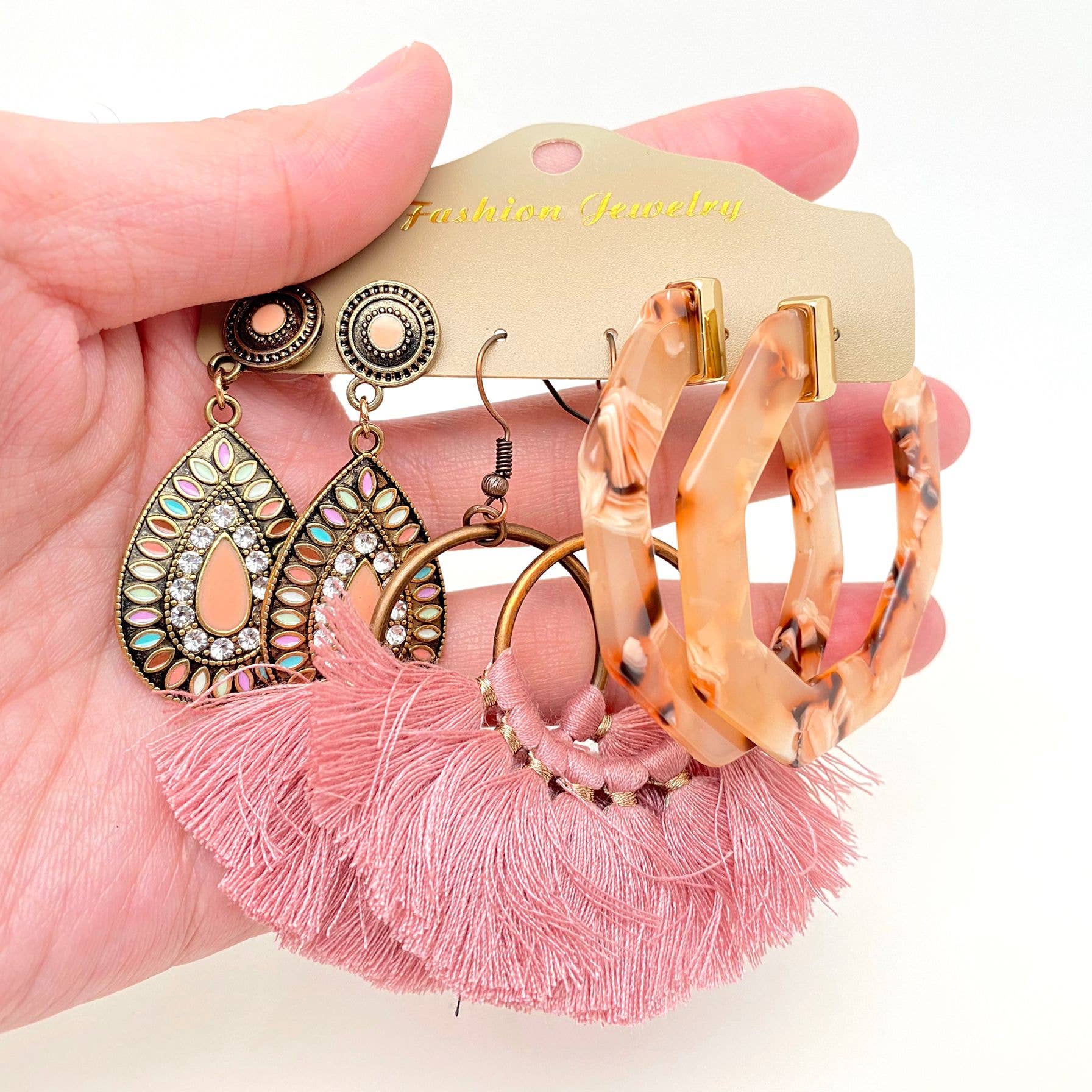 Mio Queena – wholesale Jewellery set – 3Pairs/set Boho Earrings in Different Styles - BJ43