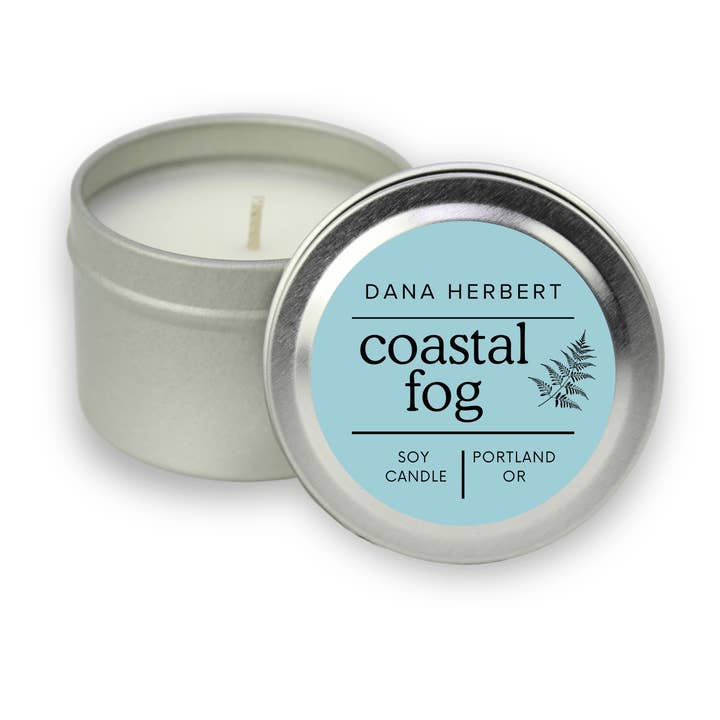 Coastal Fog Soy Candle 2 oz. Tin for wholesale by Dana Herbert