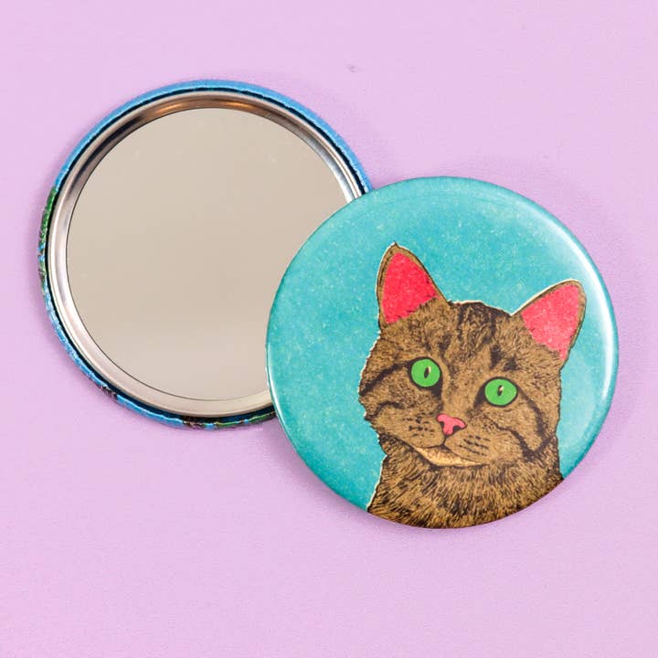 Fawn & Thistle Ltd (US Duties Paid) - Wholesale Compact Mirror - Curious Cat Pocket Mirror | Compact | Makeup Mirror1