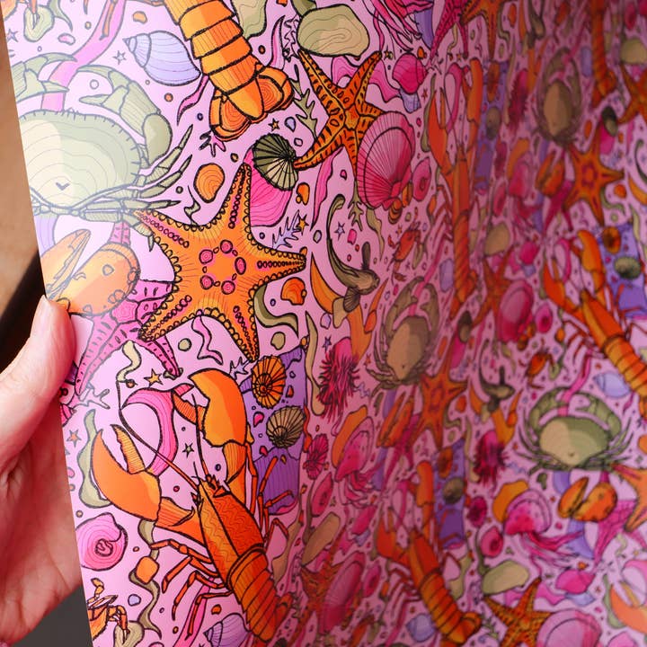 Rockpool indpakningspapir, lyserød gaveindpakning for engroshandel hos Freya Niamh