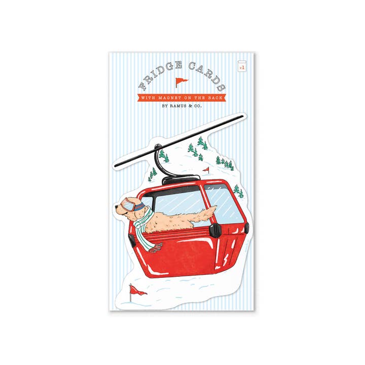 Ramus & Co. - Wholesale Everyday Greeting Card - Golden Dog Ski Gondola Fridge Card3