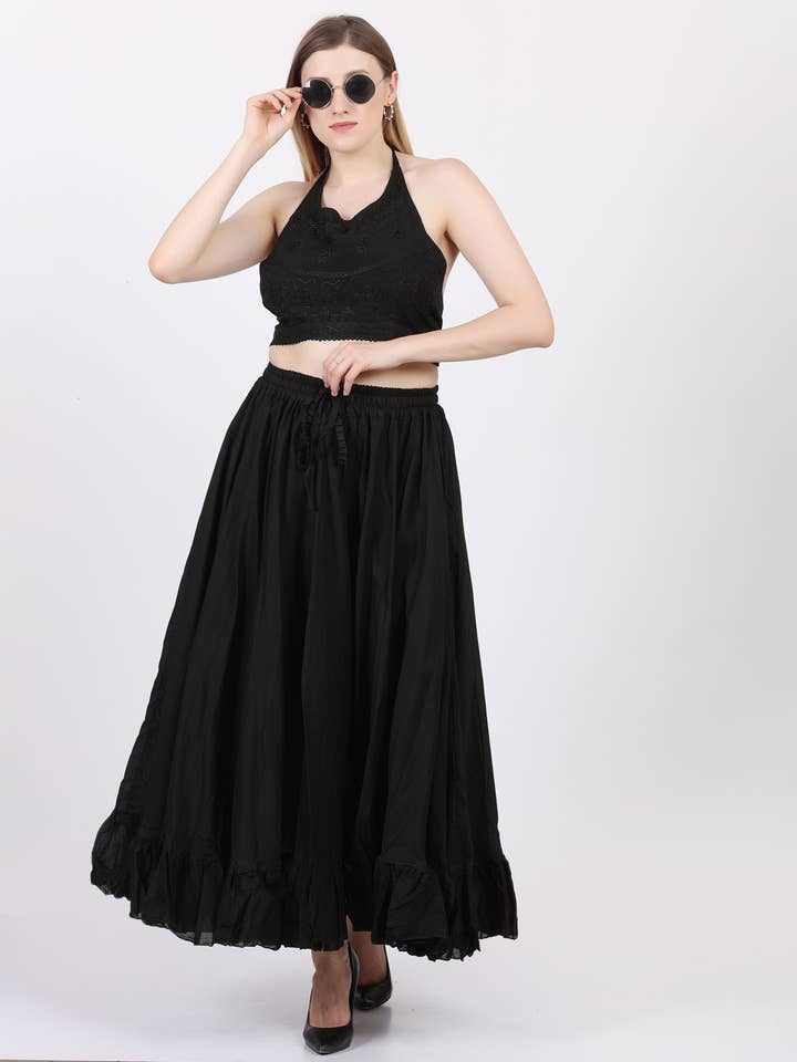 Wevez - Wholesale Skirt - Women's - Women's Casual 16 Yard, 100% Cotton, Flamenco Black Skirt4