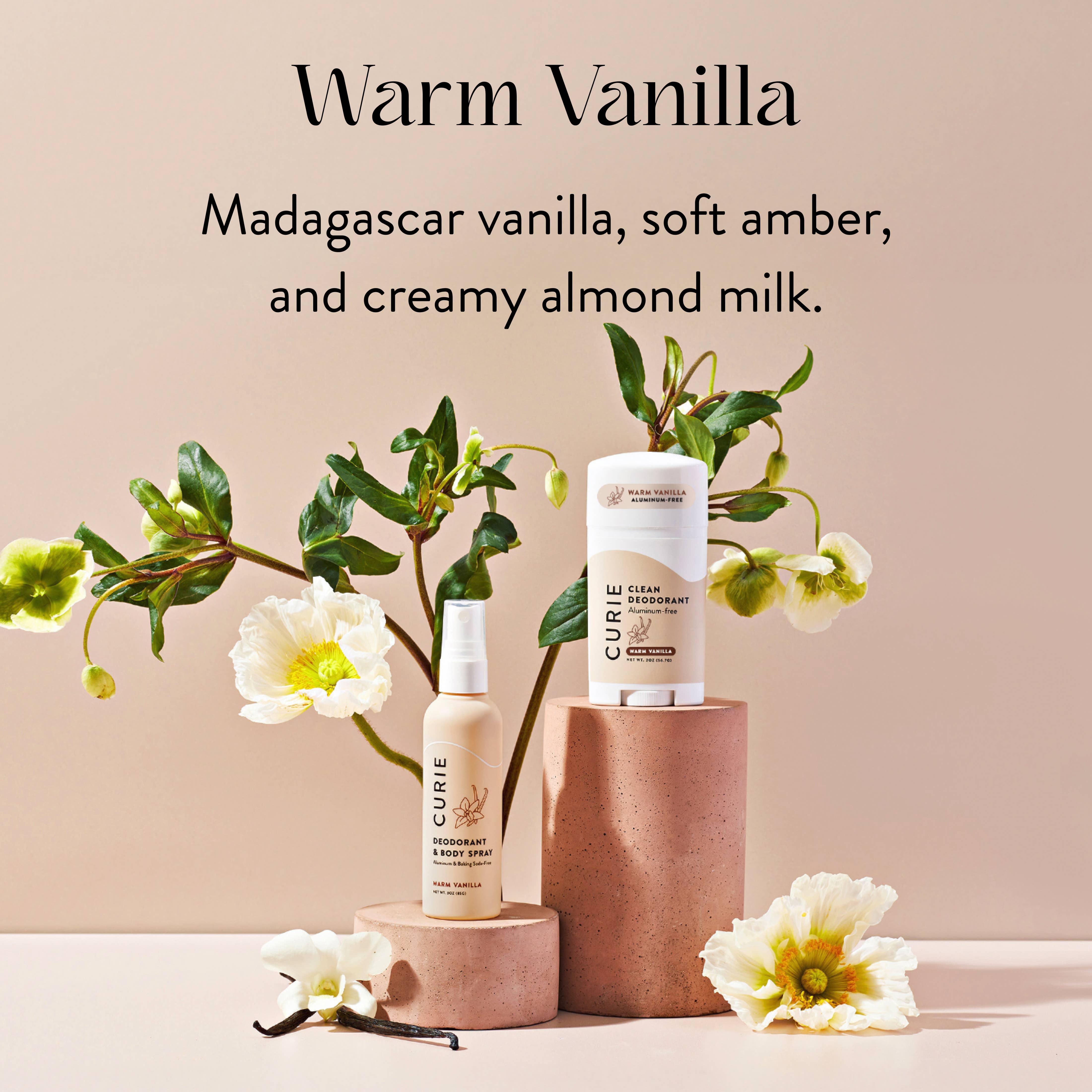 Curie - Wholesale Deodorant - Unisex - Aluminum Free Whole Body Deodorant Spray Warm Vanilla 1