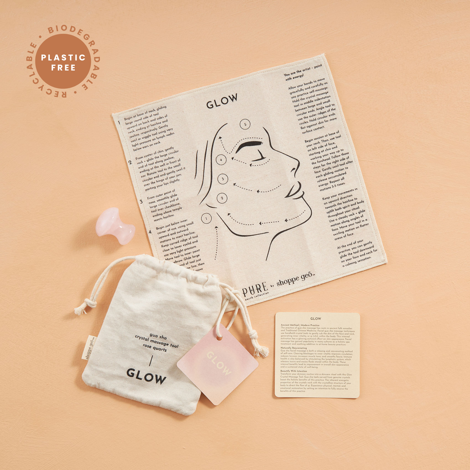 GeoCentral – wholesale Gua Sha tool – GLOW Gua Sha Crystal Massage Tool - Plastic Free2