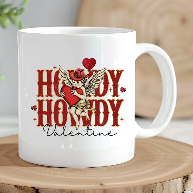 Howdy Valentine's Day Cupid Heart Love 11 oz Coffee Mug for wholesale by Sister Ray
