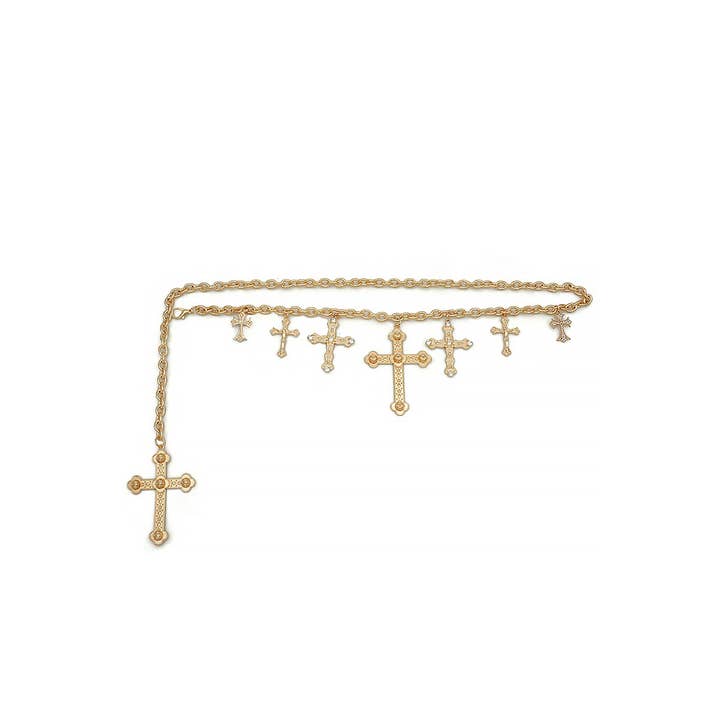 anbfashion - Wholesale Belt - Women's - Gothic Inspired Cross Chain Belt Dangling Charms Rhinestone3