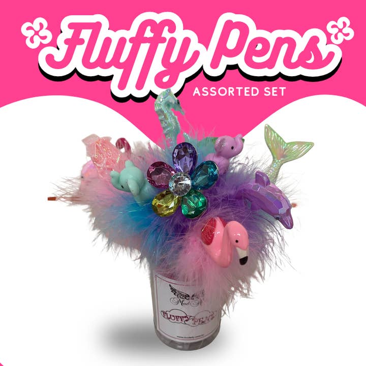 Assorted Fluffy Pens for wholesale by Mad Ally