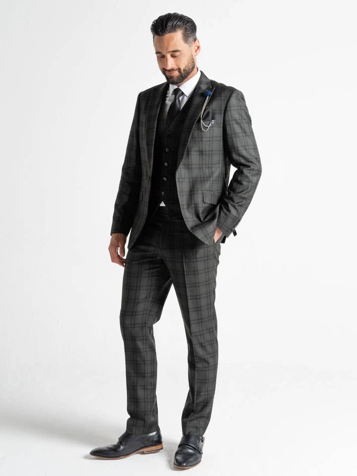 Charles - Vert foncé à carreaux noirs pour la vente par V2 classic