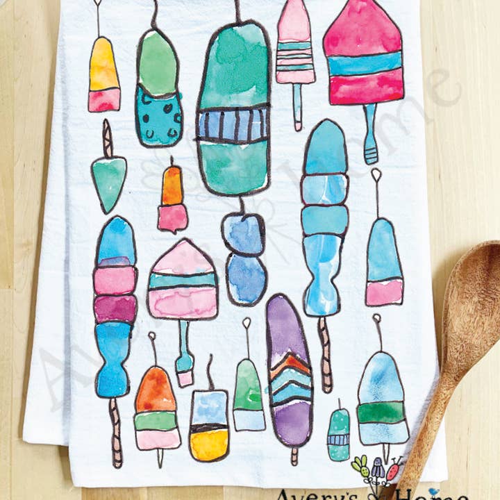 Avery's Home - Wholesale Tea Towel - Lobster Trap Buoy Maine Coastal Tea Towel