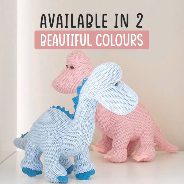 Best Years Ltd – wholesale Handheld rattle – Baby – Knitted Organic Cotton Pink Diplodocus Dinosaur Baby Rattle7