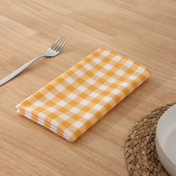 SG HOGAR - Wholesale Dinner & Cloth Napkin - Pack of 6 Vichy Yellow napkins - 45x45 cm1