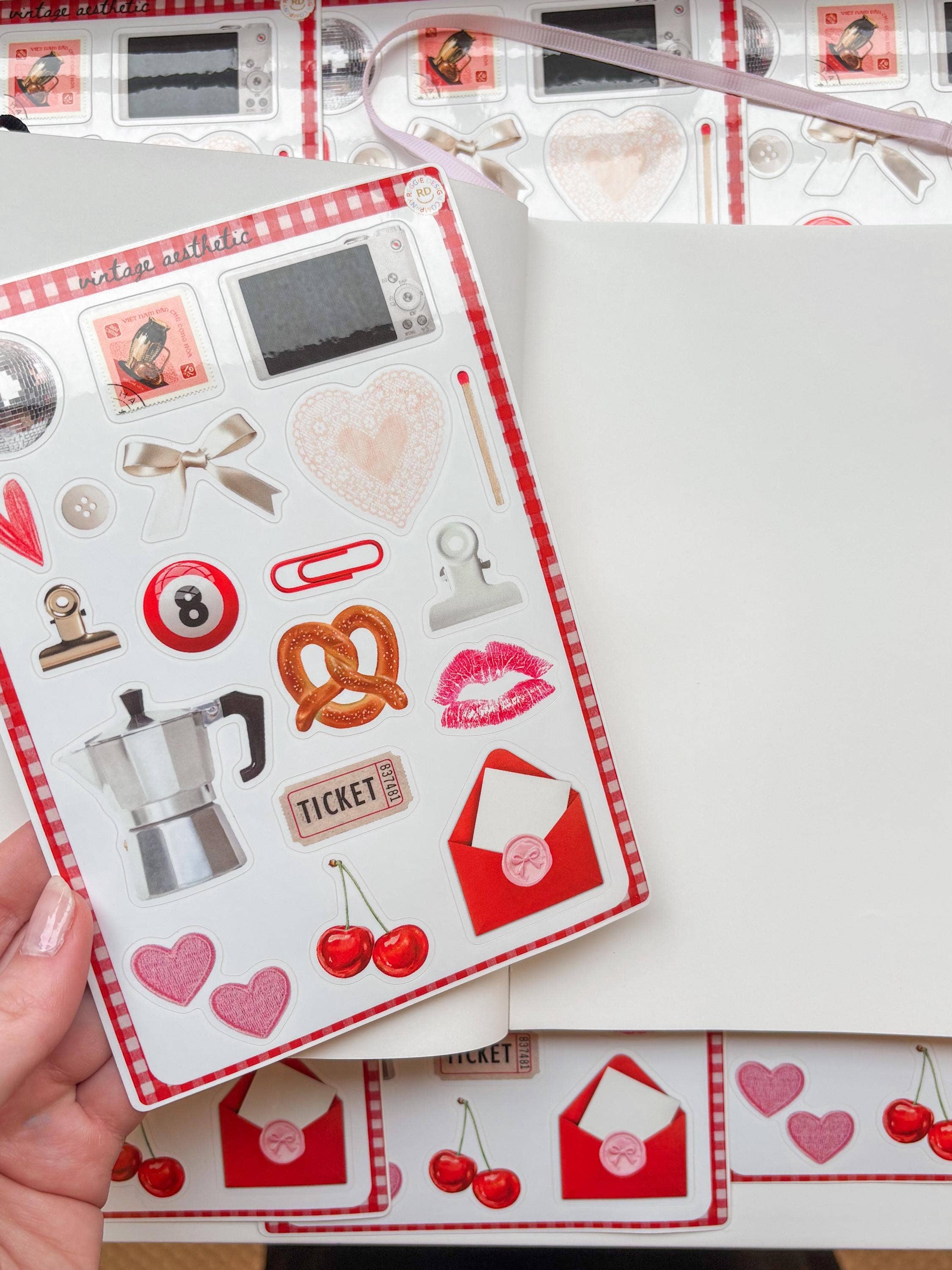 ReggieDesignCo – wholesale Sticker – Vintage Junk Journal 5x7 Sticker Sheet, scrapbooking 0